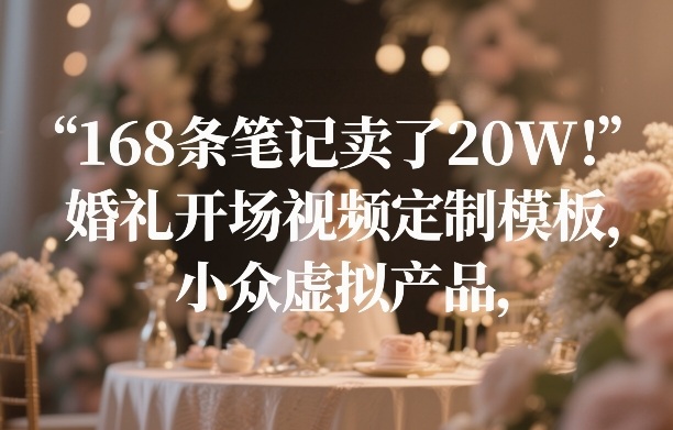 168条笔记卖了20W！婚礼开场视频定制模板，小众虚拟产品-站源网