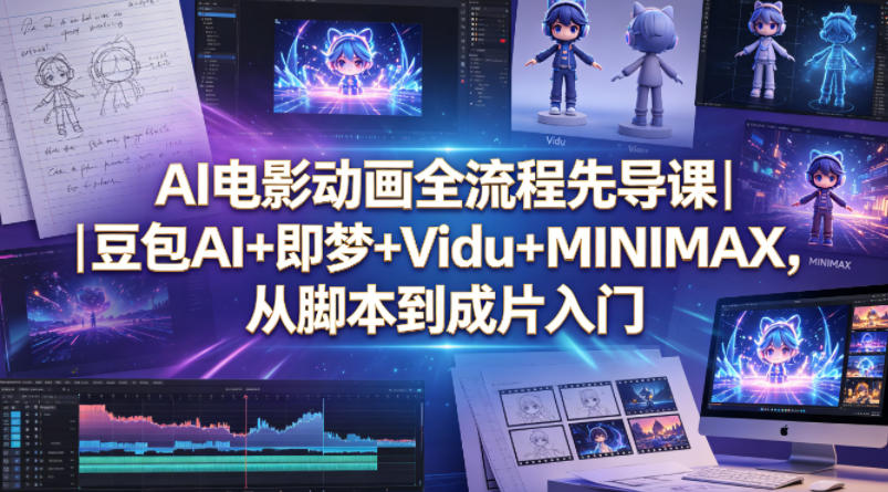 AI电影动画全流程先导课|豆包AI+即梦+Vidu+MINIMAX,从脚本到成片入门-站源网