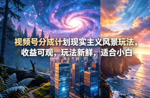 视频号分成计划现实主义风景玩法，收益可观，玩法新鲜，适合小白-站源网