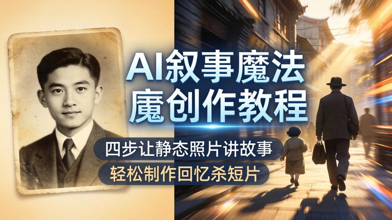AI叙事魔法创作教程，四步让静态照片讲故事，老照片修复加动态特效，轻松制作回忆杀短片-站源网