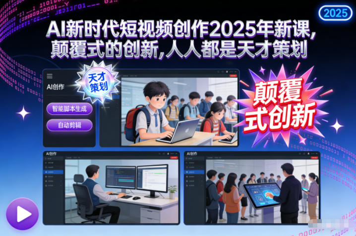 AI新时代短视频创作2025年新课,颠覆式的创新,人人都是天才策划-站源网