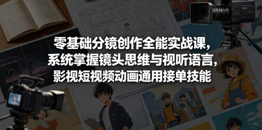 零基础分镜创作全能实战课,系统掌握镜头思维与视听语言,影视短视频动画通用接单技能-站源网