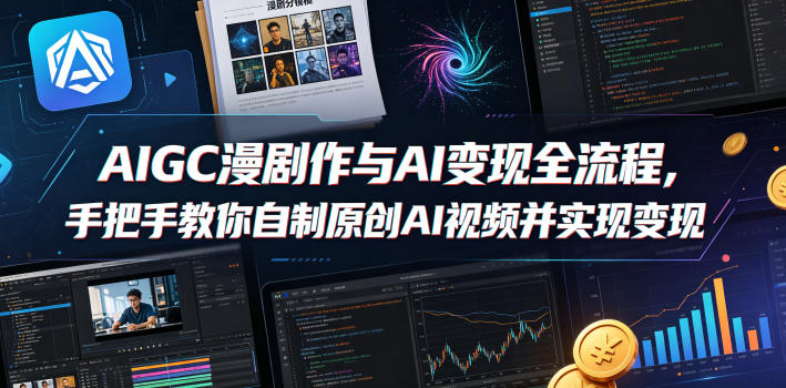 AIGC漫剧创作与AI变现全流程，手把手教你自制原创AI视频并实现变现-站源网
