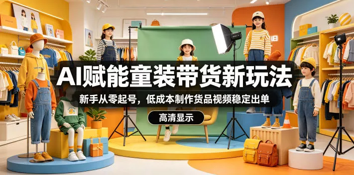 AI赋能童装带货新玩法,新手从零起号,低成本制作货品视频稳定出单-站源网