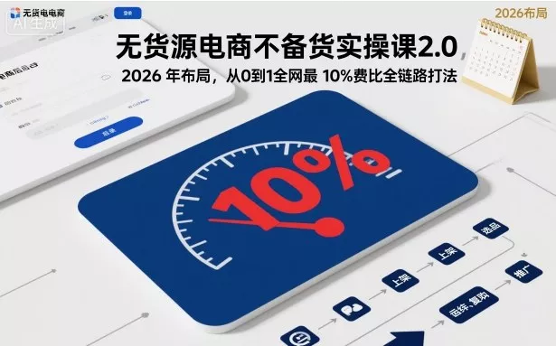 无货源电商不备货实操课2.0，2026年布局，从0到1全网最低10%费比全链路打法【更新26年5月19日】-站源网