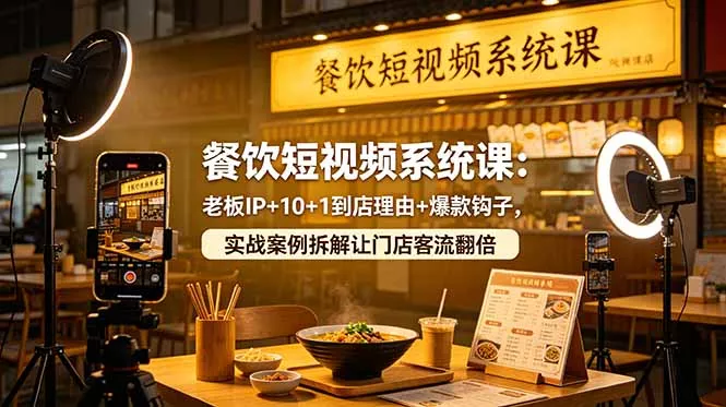 餐饮短视频系统课：老板IP+10+1到店理由+爆款钩子，实战案例拆解让门店客流翻倍-站源网
