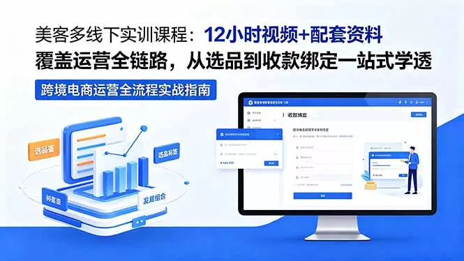 美客多线下实训课程:12小时视频+配套资料覆盖运营全链路,从选品到收款绑定一站式学透-站源网