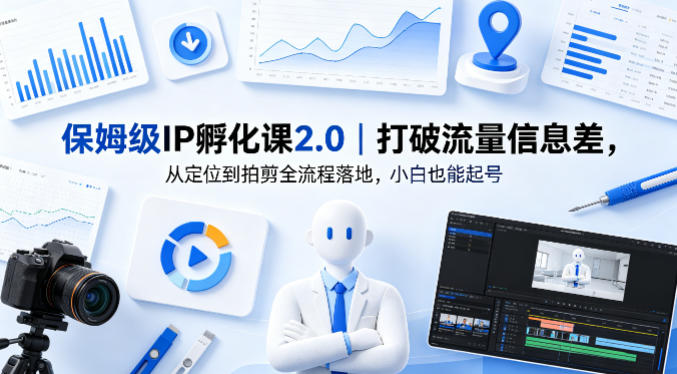 保姆级IP孵化课2.0｜打破流量信息差，从定位到拍剪全流程落地，小白也能起号-站源网