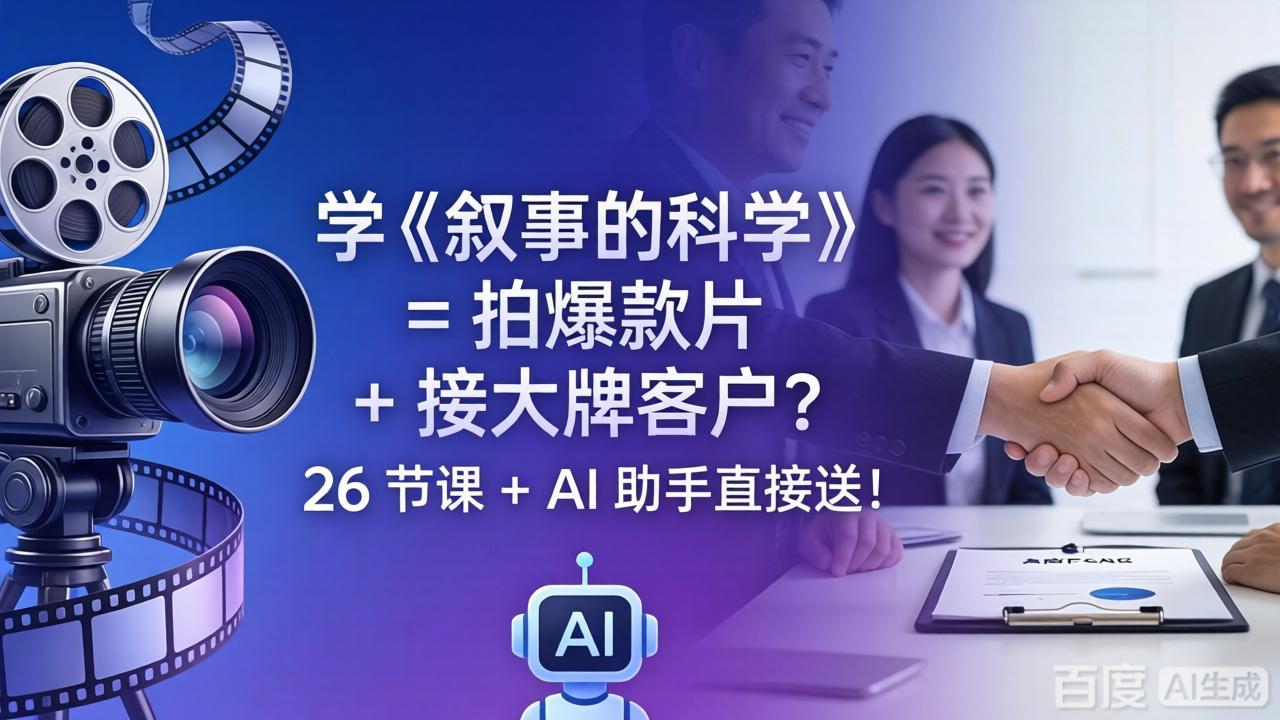 学《叙事的科学》= 拍爆款片 + 接大牌客户？26 节课 + AI 助手直接送！-站源网