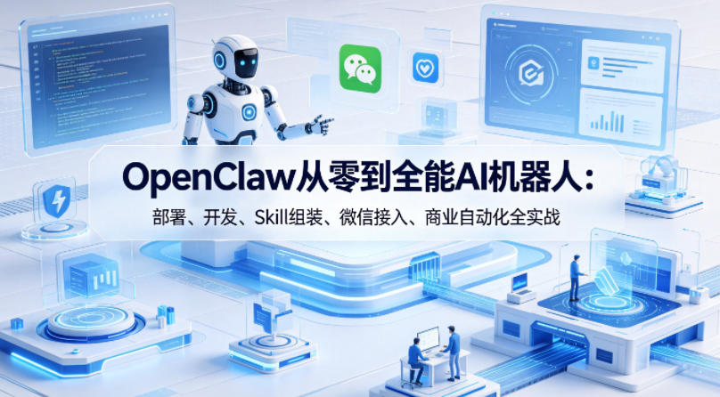OpenClaw从零到全能AI机器人：部署、开发、Skill组装、微信接入、商业自动化全实战-站源网