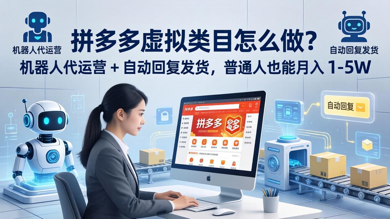 拼多多虚拟类目怎么做？机器人代运营 + 自动回复发货，普通人也能月入 1-5W-站源网