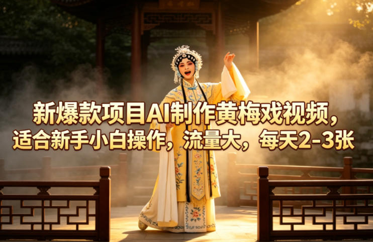 新爆款项目AI制作黄梅戏视频，适合新手小白操作，流量大，每天2-3张-站源网