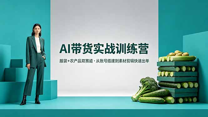 AI带货实战训练营,服装+农产品双赛道,从账号搭建到素材剪辑快速出单-站源网