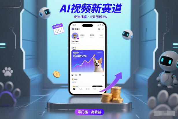 AI视频新赛道，宠物播客仅注册5天涨粉2W，收益非常可观-站源网