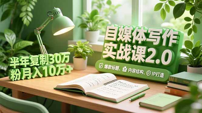 (16734期)自媒体写作实战课2.0,爆款标题、内容结构、IP打造,半年复制30万粉月入10万+-站源网