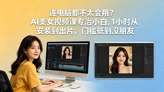 连电脑都不太会用?AI美女视频课专治小白,1小时从安装到出片,门槛低到没朋友-站源网