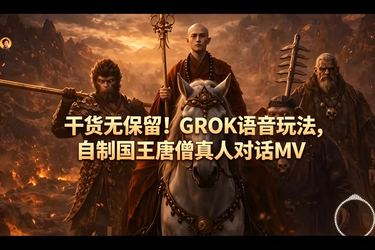 干货无保留！GROK语音玩法，自制国王唐僧真人对话MV-站源网