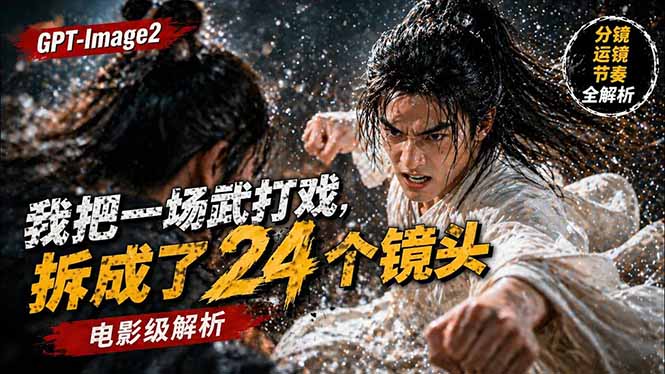用GPT-Image2，把一段武打对决拆成24个连续镜头，从人物建立、动作衔接、运镜节奏，到情绪爆发-站源网