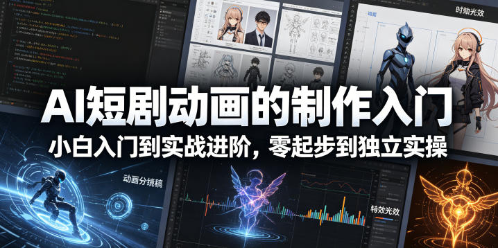 AI短剧动画的制作入门,小白入门到实战进阶,零起步到独立实操-站源网