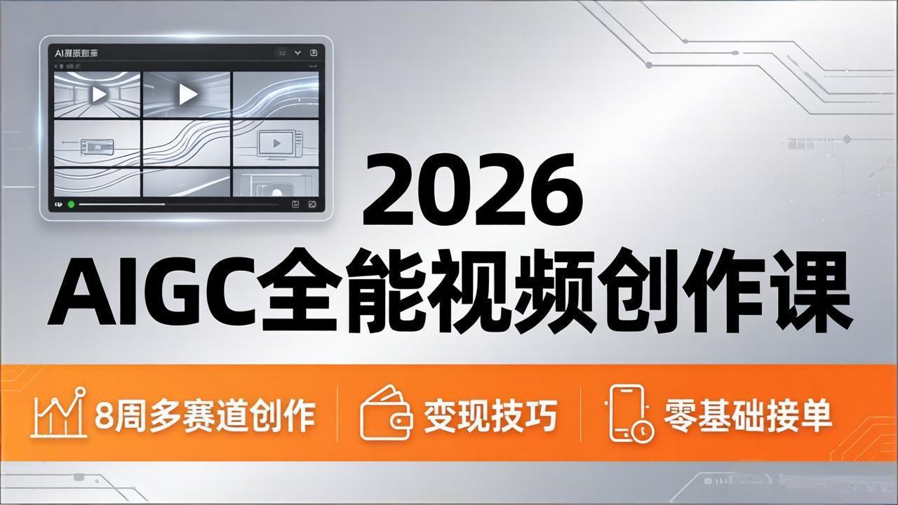 2026AIGC全能视频创作课，8周吃透多赛道创作+变现，零基础也能高效出片接单-站源网