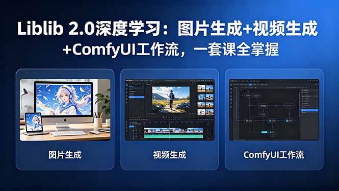 Liblib 2.0深度学习：图片生成+视频生成+ComfyUI工作流，一套课全掌握-站源网
