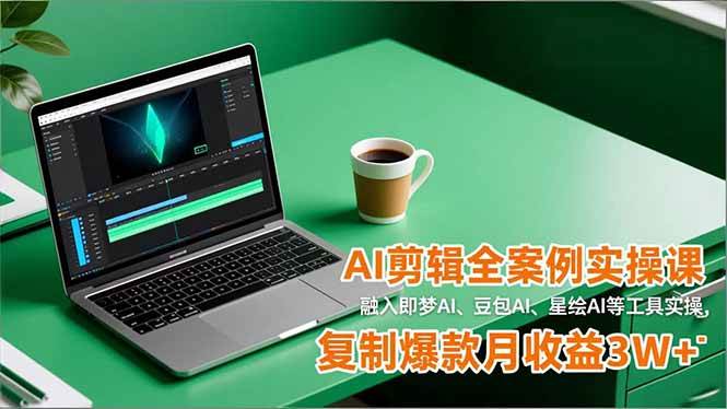 (16770期)AI剪辑全案例实操课,融入即梦AI、豆包AI、星绘AI等工具实操,复制爆款月收益3W+-站源网