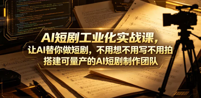 AI短剧工业化实战课,让AI替你做短剧,不用想不用写不用拍,搭建可量产的AI短剧制作团队-站源网