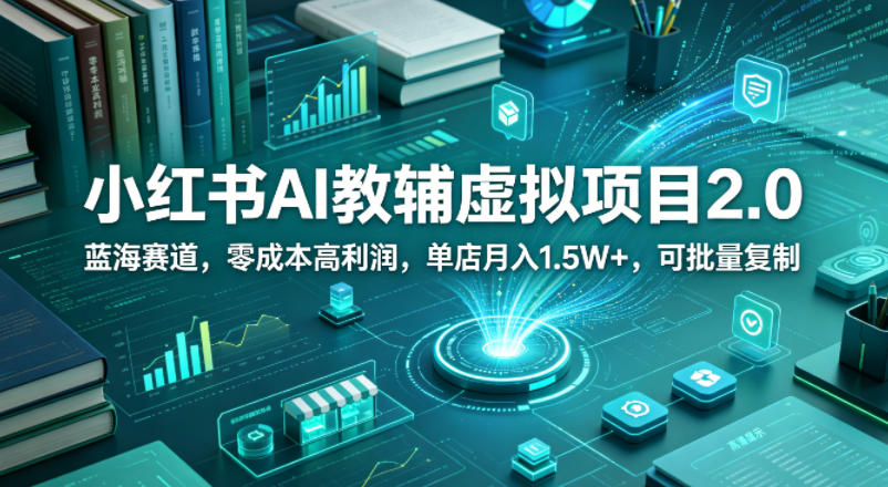 小红书AI教辅虚拟项目2.0，蓝海赛道，零成本高利润，单店月入1.5W+，可批量复制-站源网