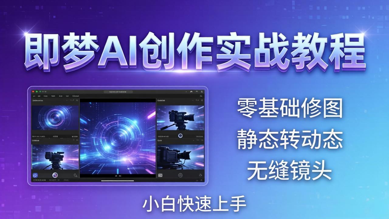 即梦AI创作实战教程，从零基础修图到AI导演，实战教学静态转动态+无缝镜头，小白快速上手-站源网