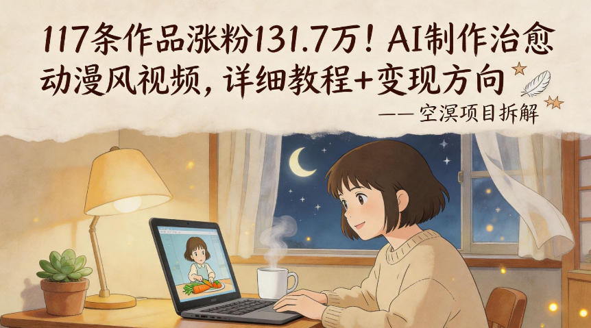 117条作品涨粉131.7W！AI制作治愈动漫风视频，详细教程+变现方向-站源网