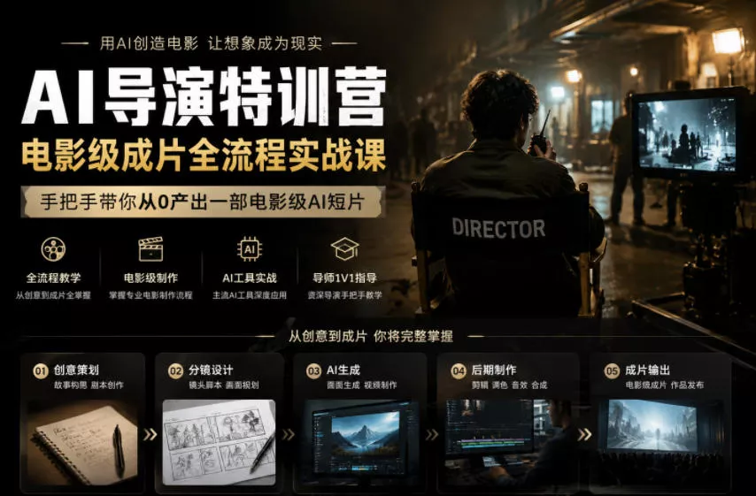 AI导演特训营,电影级成片全流程实战课,手把手带你从0产出一部电影级AI短片-站源网