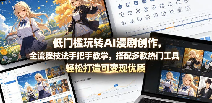 低门槛玩转AI漫剧创作,全流程技法手把手教学,搭配多款热门工具,轻松打造可变现优质作品-站源网