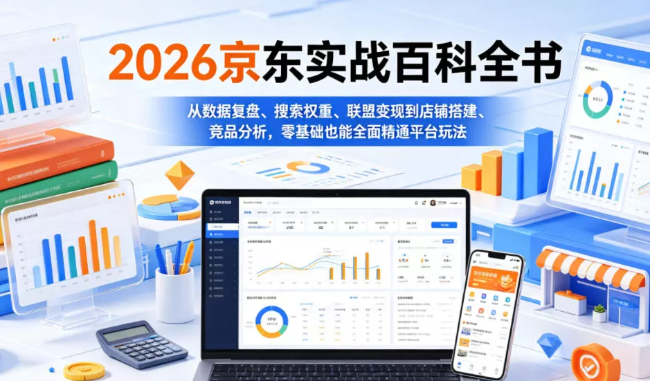 2026京东实战百科全书,从数据复盘、搜索权重、联盟变现到店铺搭建、竞品分析,零基础也能全面精通平台玩法-站源网