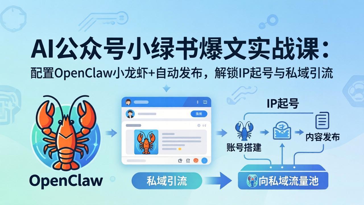 AI公众号小绿书变现实战课：小绿书爆文写作+OpenClaw自动发布，解锁IP起号与私域引流-站源网