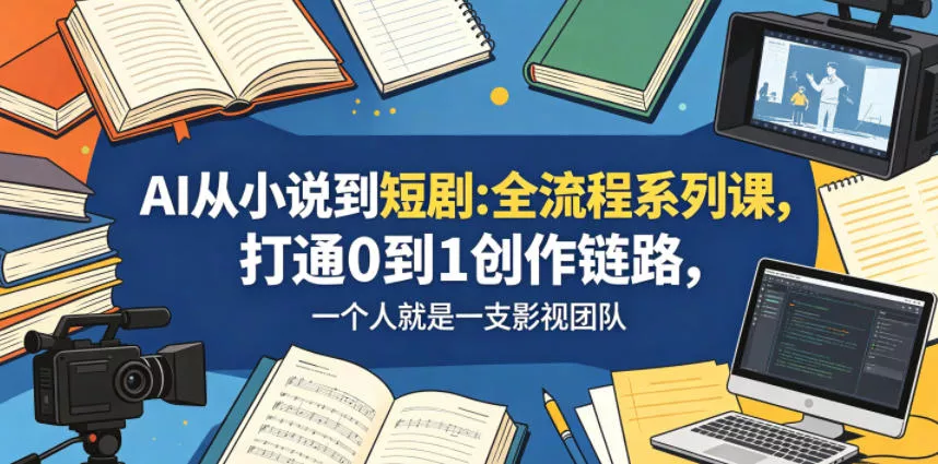 AI从小说到短剧全流程系列课,打通0到1创作链路,一个人就是一支影视团队-站源网