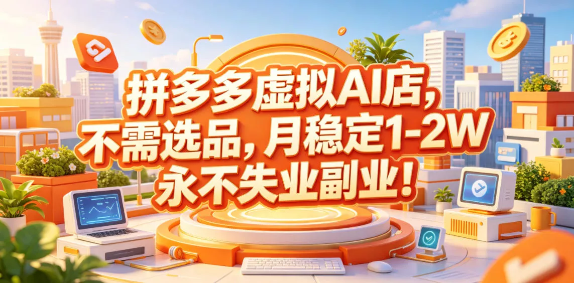 拼多多虚拟AI店,不需选品,月稳定1-2W,永不失业副业!【揭秘】-站源网