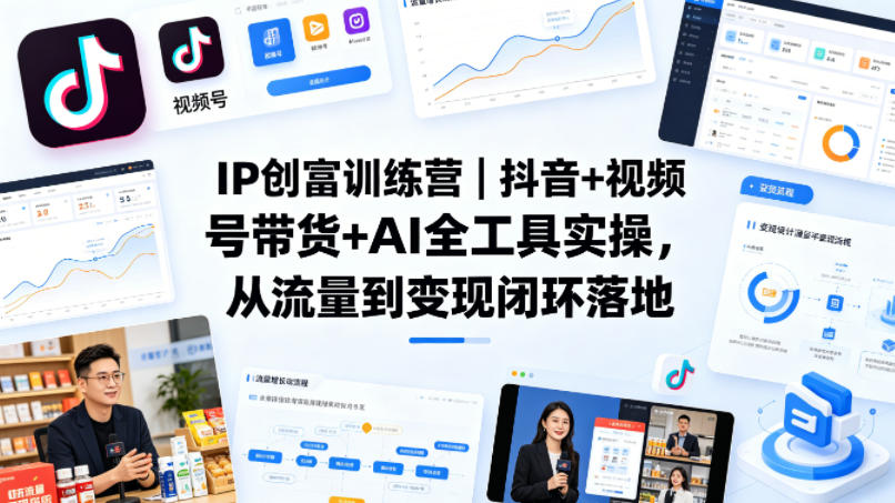 IP创富训练营｜抖音+视频号带货+AI全工具实操，从流量到变现闭环落地-站源网