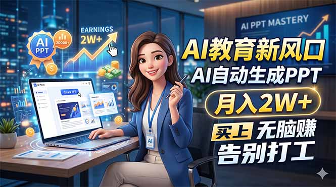 AI教育新风口,AI自动生成PPT,月入2W+,无脑赚,告别打工-站源网