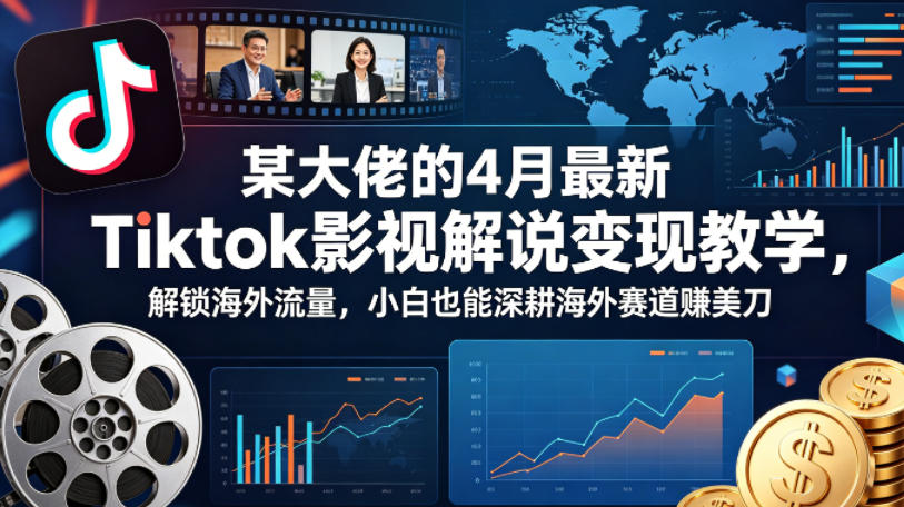 某大佬的4月最新Tiktok影视解说变现教学，解锁海外流量，小白也能深耕海外赛道賺美刀-站源网