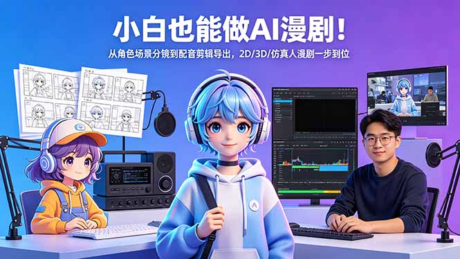 小白也能做AI漫剧!从角色场景分镜到配音剪辑导出,2D/3D/仿真人漫剧一步到位-站源网