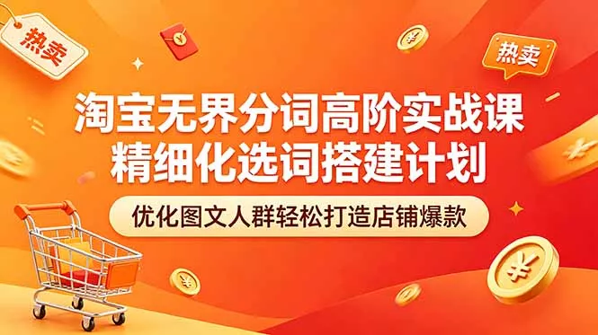 淘宝无界分词高阶实战课 精细化选词搭建计划 优化图文人群轻松打造店铺爆款-站源网