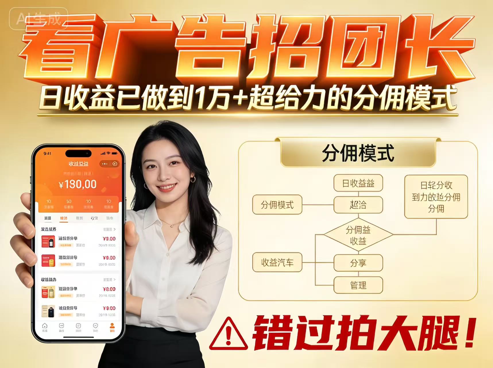 看广告招团长,团队收益已做到日入1万,分佣模式超给力,错过拍大腿-站源网