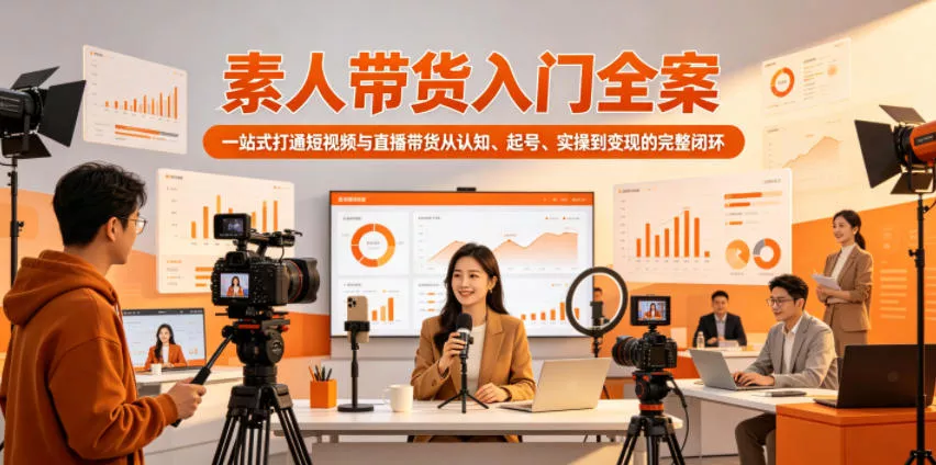 素人带货入门全案，一站式打通短视频与直播带货从认知、起号、实操到变现的完整闭环-站源网