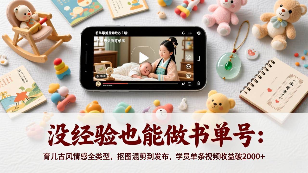 （17389期）没经验也能做书单号：育儿古风情感全类型，抠图混剪到发布，学员单条视频收益破2000+-站源网