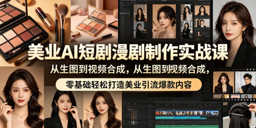 美业AI短剧漫剧制作实战课,从生图到视频合成,零基础轻松打造美业引流爆款内容-站源网