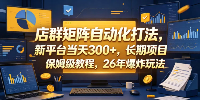 店群矩阵自动化打法,新平台当天300+,长期项目,保姆级教程,26年爆炸玩法【揭秘】-站源网