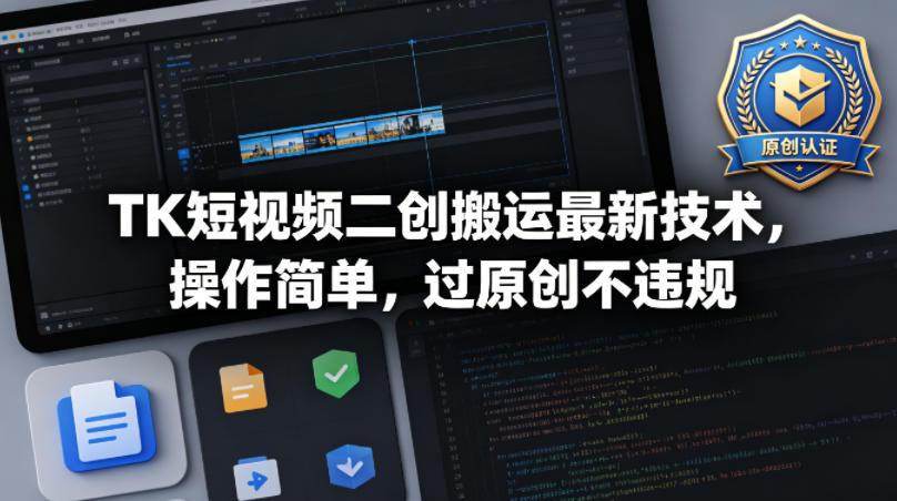 TK短视频二创搬运最新技术，操作简单，过原创不违规-站源网