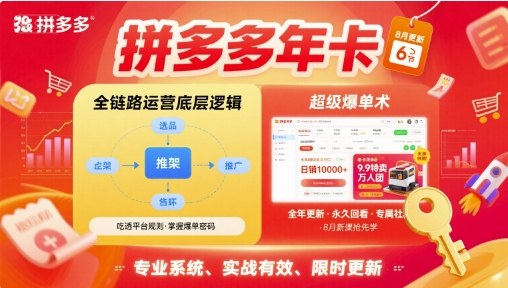 拼多多年卡，拼多多全链路运营底层逻辑，超级爆单术【更新12月】-站源网
