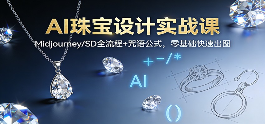 AI珠宝设计实战课:Midjourney/SD全流程+咒语公式,零基础快速出图-站源网