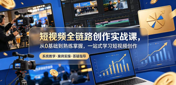 短视频全链路创作实战课,从0基础到熟练掌握,一站式学习短视频创作-站源网
